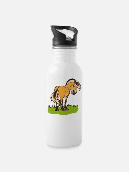 Cheval fjord souriant - Gourde avec paille intégrée - blanc