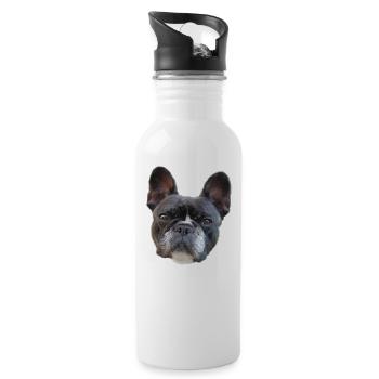 LIMITIERT * Französische Bulldogge * - Trinkflasche mit integriertem Trinkhalm - Weiß - Rechts