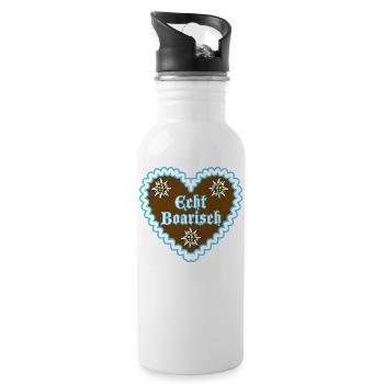 06 Echt Boarisch Lebkuchenherz Edelweiss - Trinkflasche mit integriertem Trinkhalm - Weiß - Rechts