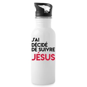 J'ai décidé de suivre Jésus - Gourde avec paille intégrée - blanc - Droite