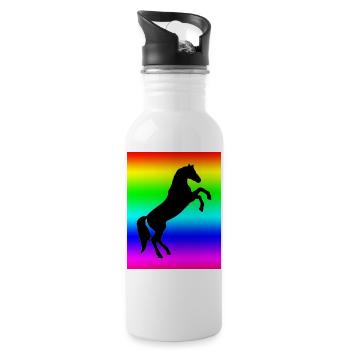 Regenbogen Pferd - Trinkflasche mit integriertem Trinkhalm - Weiß - Rechts