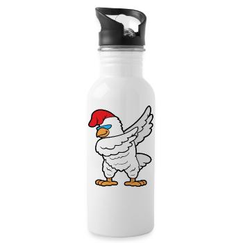 Dabbing Dab Dancing Cock Chicken Gockel - Water bottle with straw - white - Right