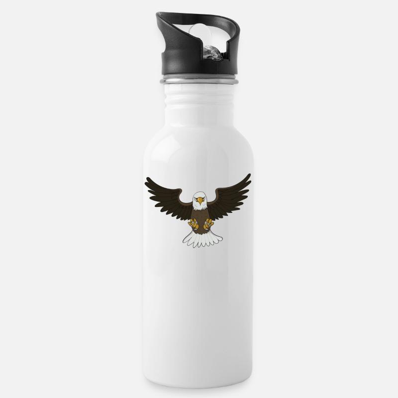 Angriff Weißkopfseeadler - Trinkflasche mit integriertem Trinkhalm - Weiß