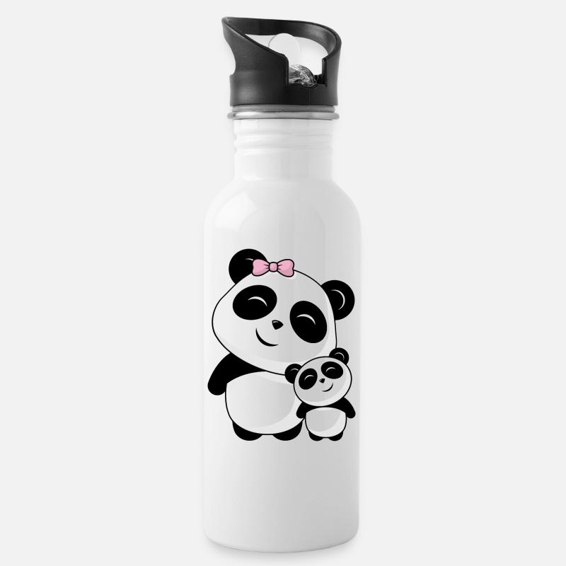 La famille des amis du panda mignon - Gourde avec paille intégrée - blanc