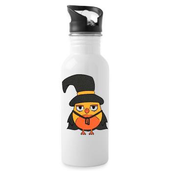 Halloween Eule Zauberer Hexe - Trinkflasche mit integriertem Trinkhalm - Weiß - Rechts