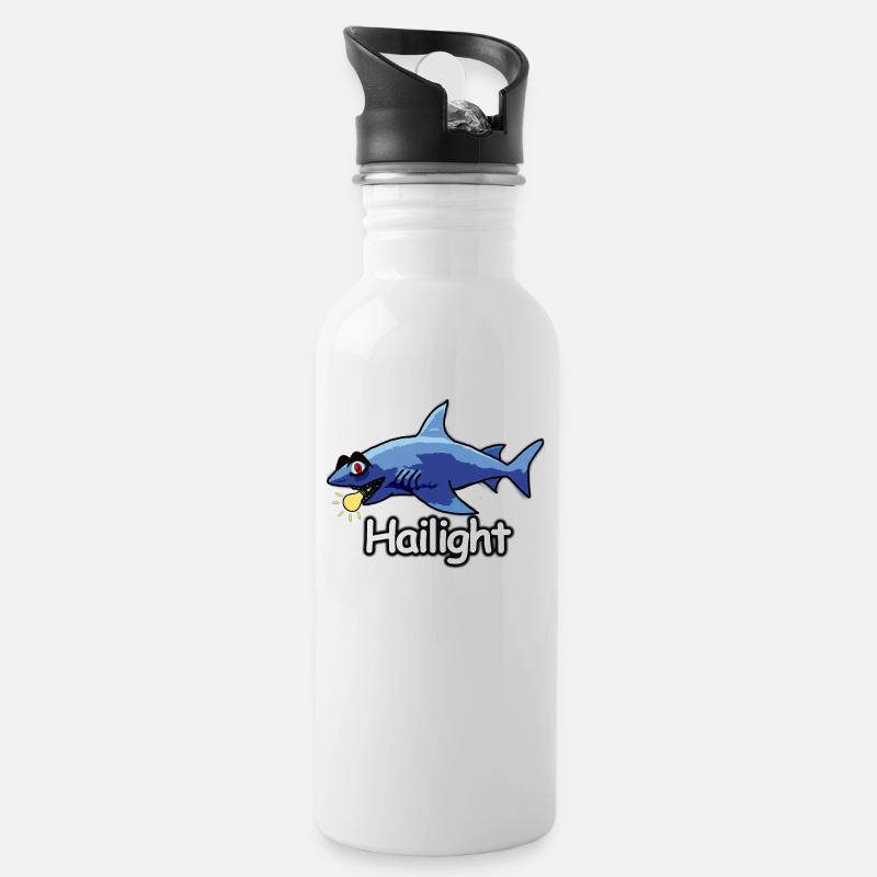 Hai-Light / Highlight (Wortwitz) - Trinkflasche mit integriertem Trinkhalm - Weiß