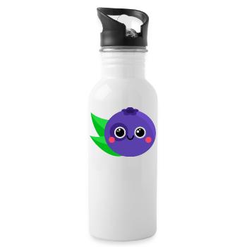 Süße Blaubeere - Trinkflasche mit integriertem Trinkhalm - Weiß - Rechts