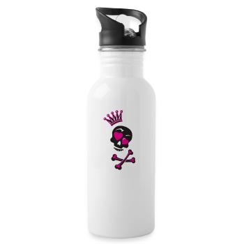 Skull with crown - Water bottle with straw - white - Right