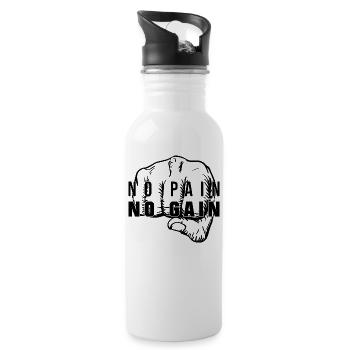 NO PAIN NO GAIN (b) - Trinkflasche mit integriertem Trinkhalm - Weiß - Rechts