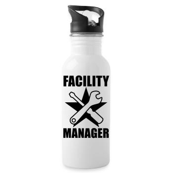 Facility Manager | Hausmeister | Star | Stern - Water bottle with straw - white - Right