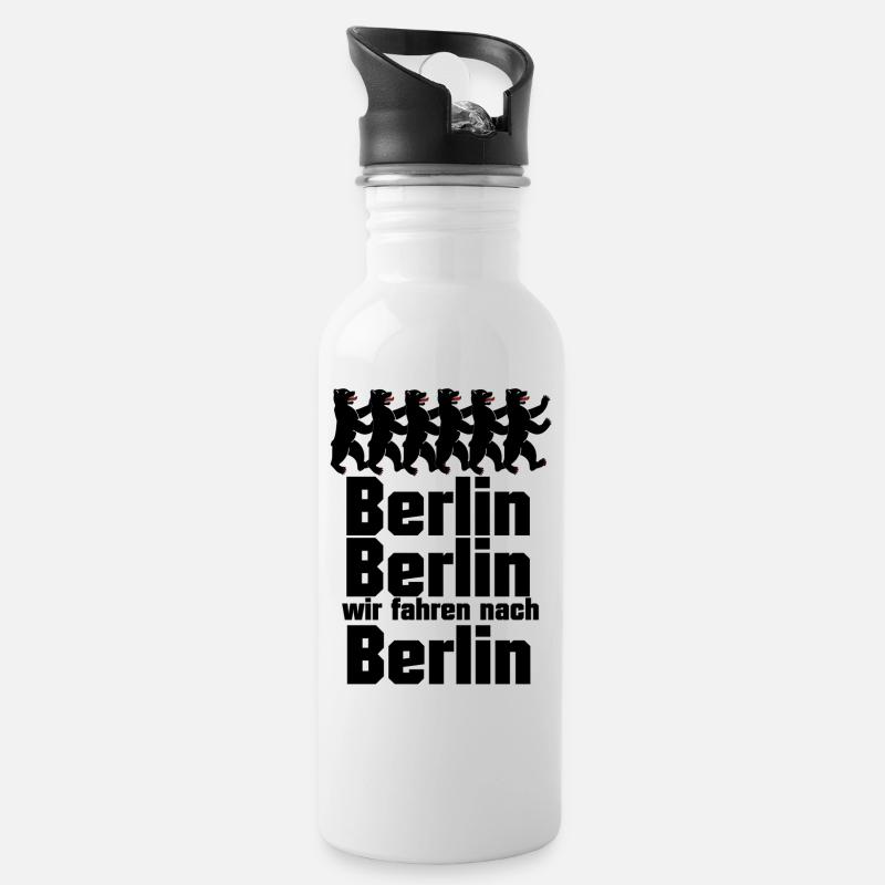 Berlin Berlin, wir fahren nach Berlin - Trinkflasche mit integriertem Trinkhalm - Weiß