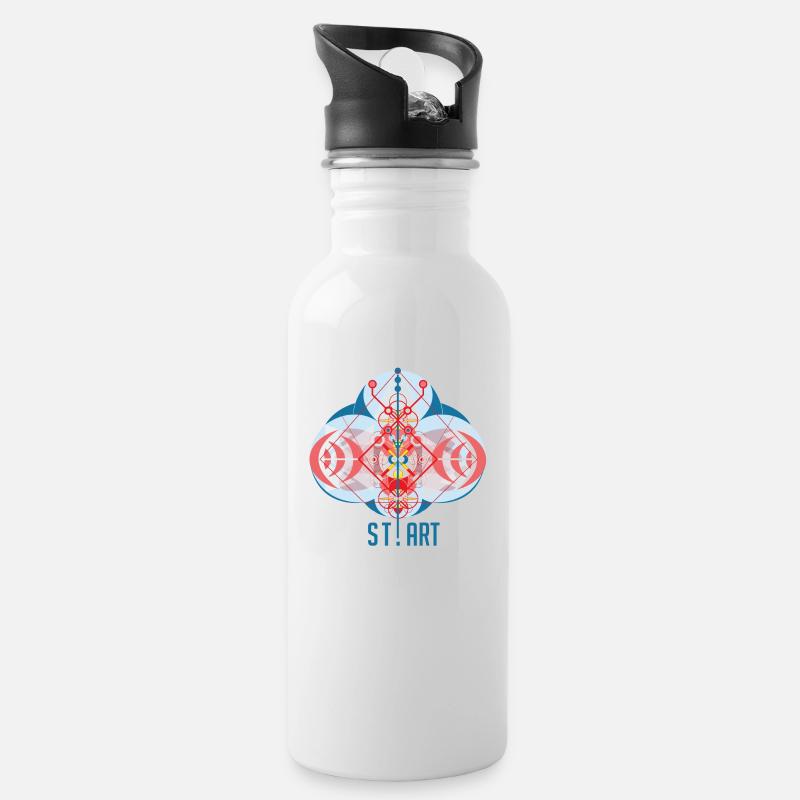 Fly and start - Water bottle with straw - white