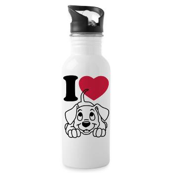 I love dogs - Ich liebe Hunde - Trinkflasche mit integriertem Trinkhalm - Weiß - Rechts