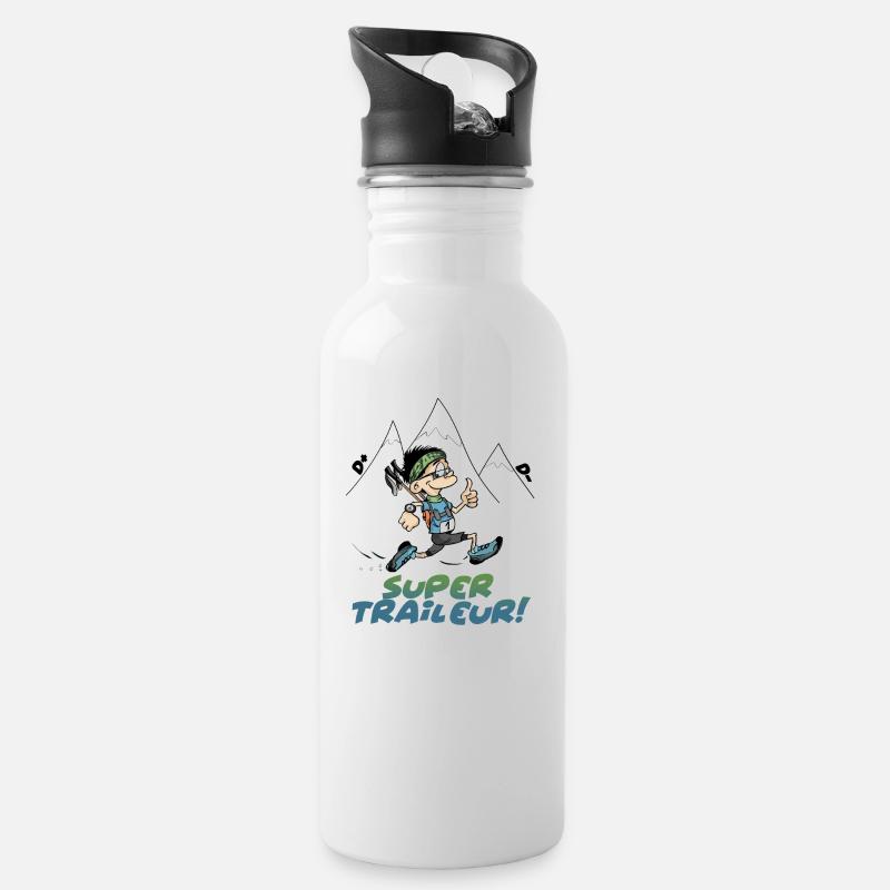 Trailrunning ist ein Super-Ultra-Trailrunner - Trinkflasche mit integriertem Trinkhalm - Weiß