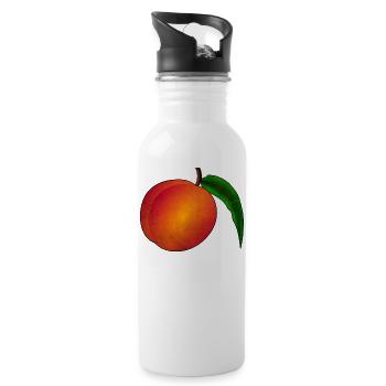 Pfirsich - Trinkflasche mit integriertem Trinkhalm - Weiß - Rechts