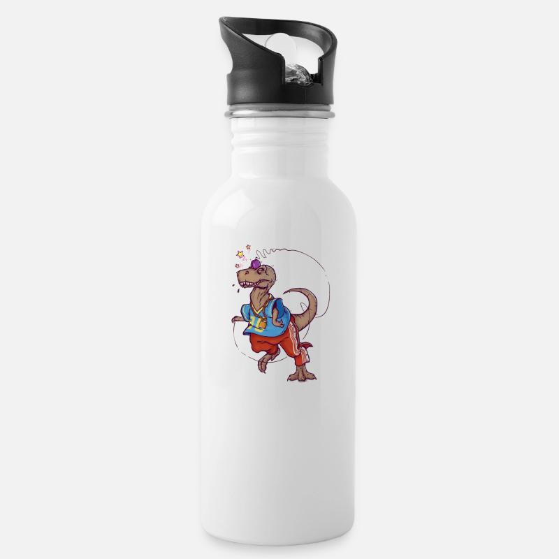 DINO 90 - Water bottle with straw - white