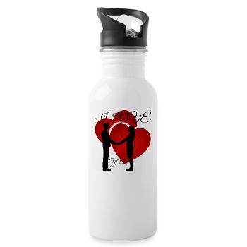 Ich Liebe Dich - Trinkflasche mit integriertem Trinkhalm - Weiß - Rechts
