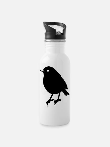 Vogel Bird Geschenk Geschenkidee - Trinkflasche mit integriertem Trinkhalm - Weiß