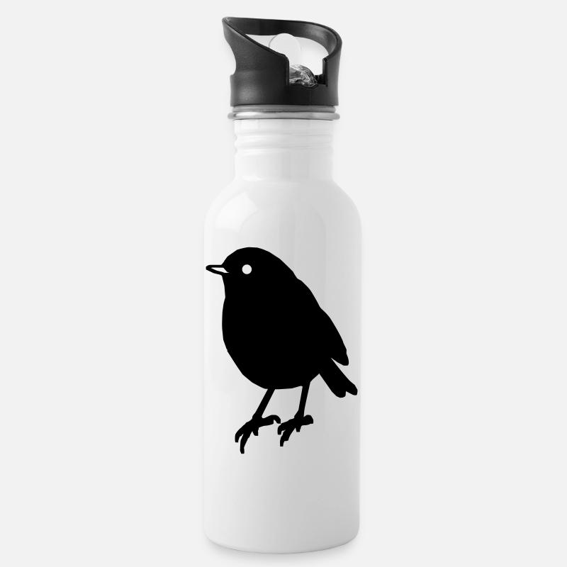 Vogel Bird Geschenk Geschenkidee - Trinkflasche mit integriertem Trinkhalm - Weiß