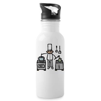 Cook in the kitchen at the stove while cooking - Water bottle with straw - white - Right