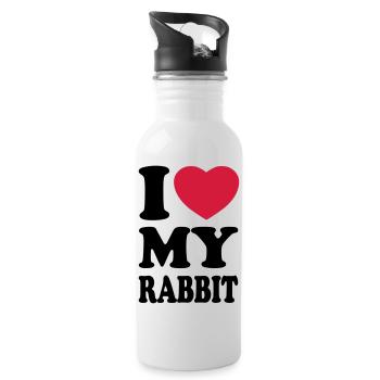 I love my rabbit - J'aime mon lapin - Gourde avec paille intégrée - blanc - Droite