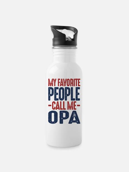 Geschenk für Opa - Trinkflasche mit integriertem Trinkhalm - Weiß