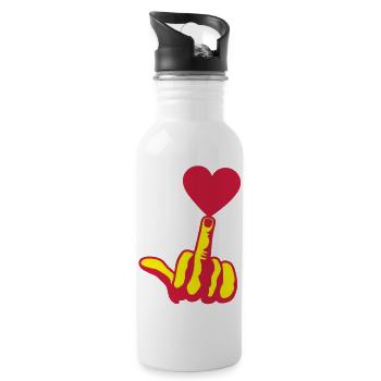 fuck love heart heart love love finger - Water bottle with straw - white - Right