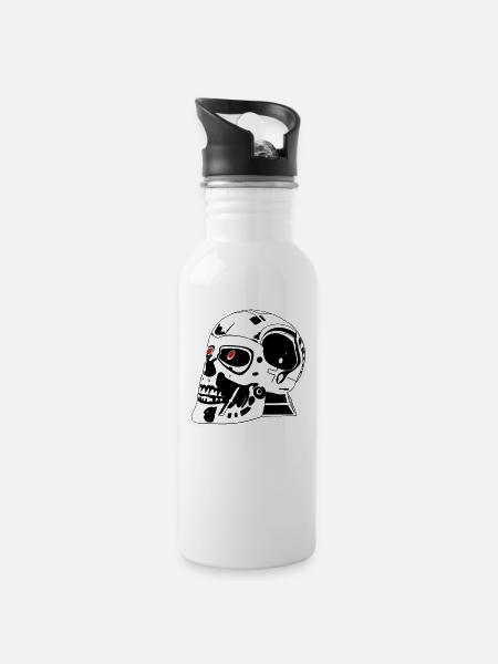 Kopf - Trinkflasche mit integriertem Trinkhalm - Weiß
