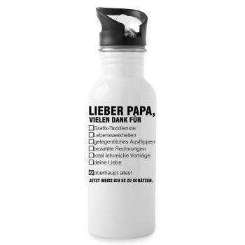 lieber Papa Vater Vatertag Vaterliebe Geschenk - Trinkflasche mit integriertem Trinkhalm - Weiß - Rechts