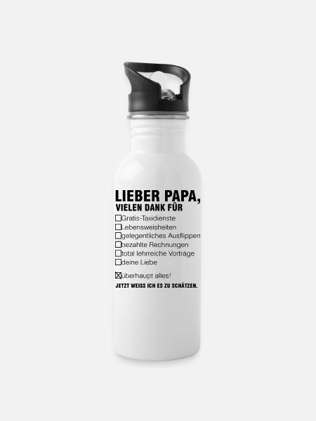 lieber Papa Vater Vatertag Vaterliebe Geschenk - Trinkflasche mit integriertem Trinkhalm - Weiß