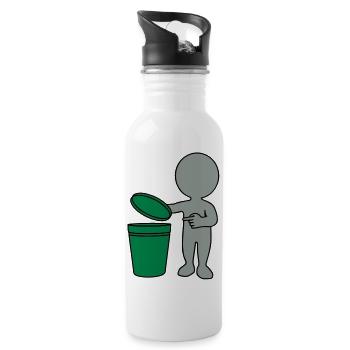 Mülleimer mann 3c - Trinkflasche mit integriertem Trinkhalm - Weiß - Rechts
