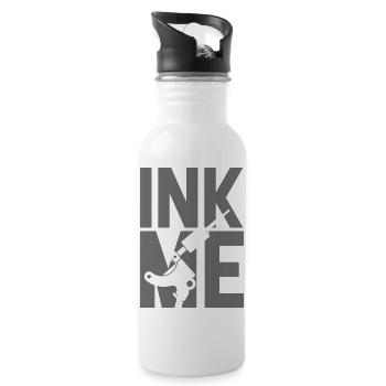 Tattoo Ink Kunst - Trinkflasche mit integriertem Trinkhalm - Weiß - Rechts