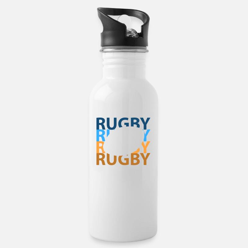 Rugby - Trinkflasche mit integriertem Trinkhalm - Weiß