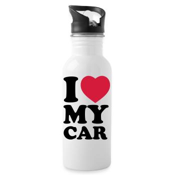 I love my car - Trinkflasche mit integriertem Trinkhalm - Weiß - Rechts