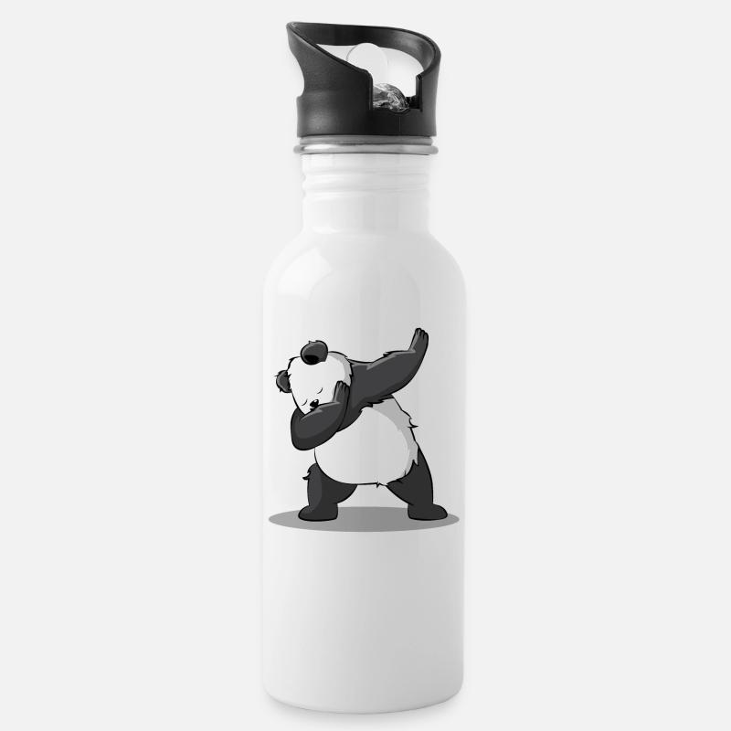 Panda Dab Dabbing Bär Lustiger Süßer Geschenk - Trinkflasche mit integriertem Trinkhalm - Weiß