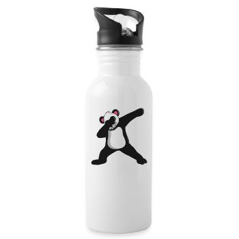 Panda Dab Dabbing Bär Lustiger Süßer Geschenk - Trinkflasche mit integriertem Trinkhalm - Weiß - Rechts