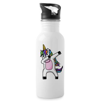 Dabbing Unicorn dabbendes Einhorn Dab Trend - Water bottle with straw - white - Right