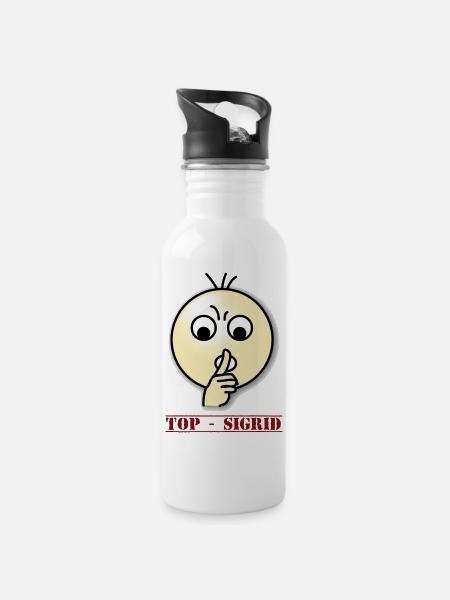 TOP Sigrid - Trinkflasche mit integriertem Trinkhalm - Weiß