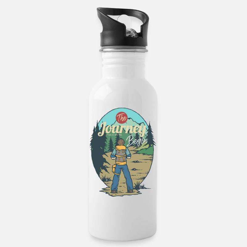 The journey starts - Water bottle with straw - white