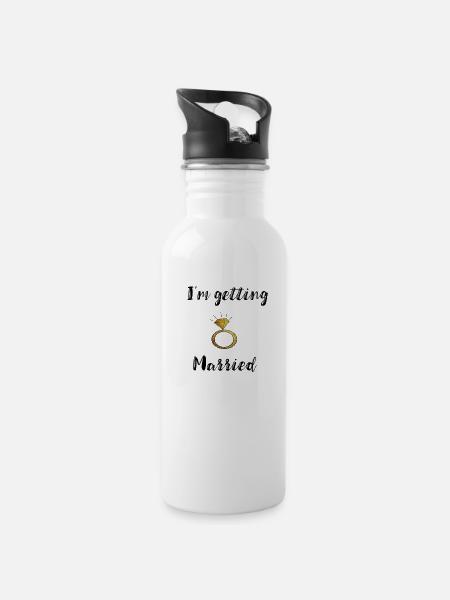 im getting married - Trinkflasche mit integriertem Trinkhalm - Weiß