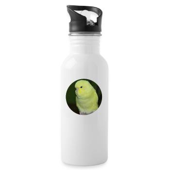 Budgies yellow budgie parakeet - Water bottle with straw - white - Right