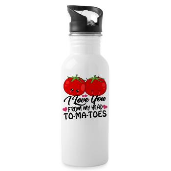 Funny Tomatoes Food themed Valentines Day T-Shirt - Gourde avec paille intégrée - blanc - Droite