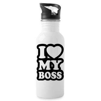 I love my boss - Trinkflasche mit integriertem Trinkhalm - Weiß - Rechts