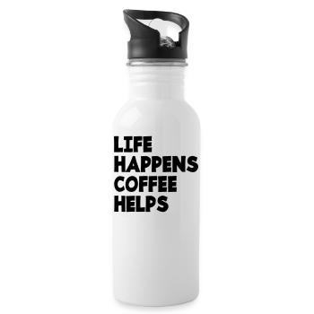 Living Coffee Helps Caffeine Tired Funny saying - Water bottle with straw - white - Right