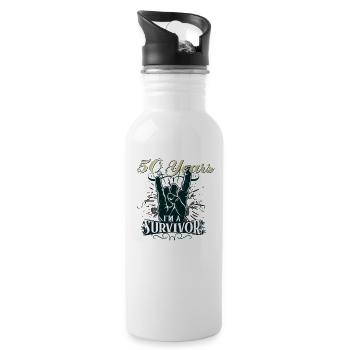 Rocker - 50th Birthday - Water bottle with straw - white - Right