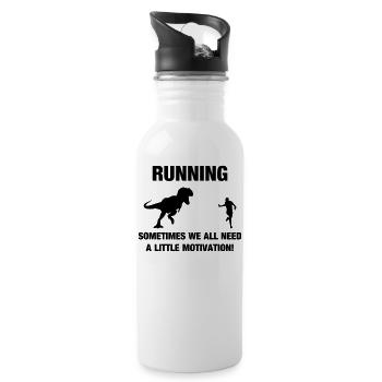 Rennen T-Rex Motivation Lustig Laufen Sport - Trinkflasche mit integriertem Trinkhalm - Weiß - Rechts