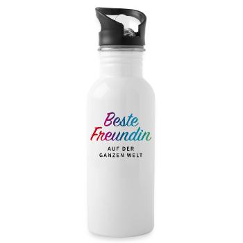 best friend around the world - Water bottle with straw - white - Right
