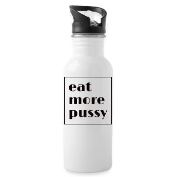 « eat more pussy » Drôle de provocateur slogan citation - Gourde avec paille intégrée - blanc - Droite