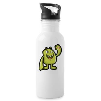 Monster green greeting friendly black - Water bottle with straw - white - Right