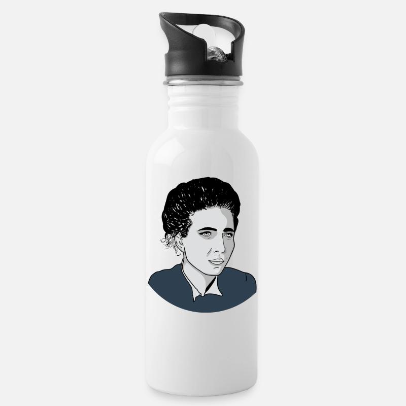 Simone de Beauvoir - Trinkflasche mit integriertem Trinkhalm - Weiß